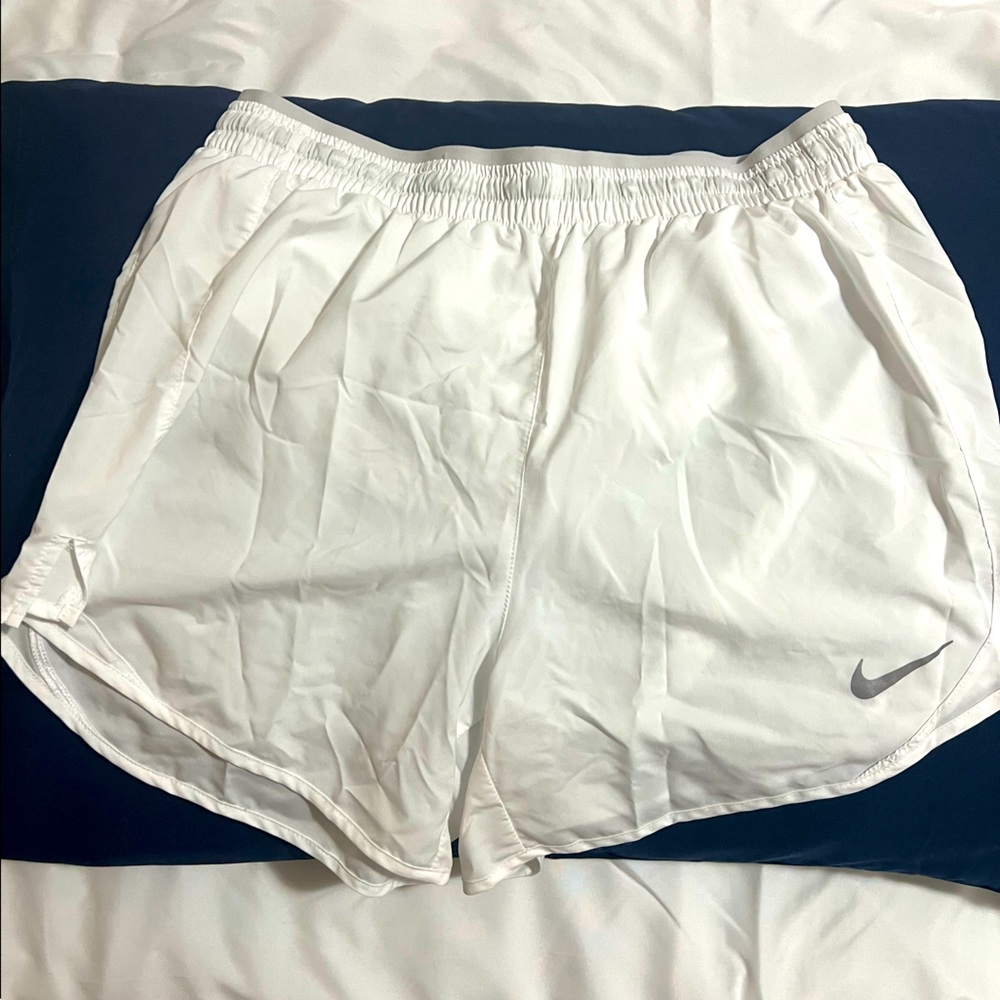 White Nike athletic shorts